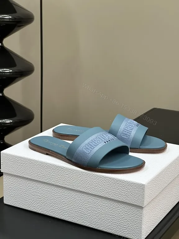 View 6 of Soft-Defined Dior Slides: Couture Comfort in Teal/Blue