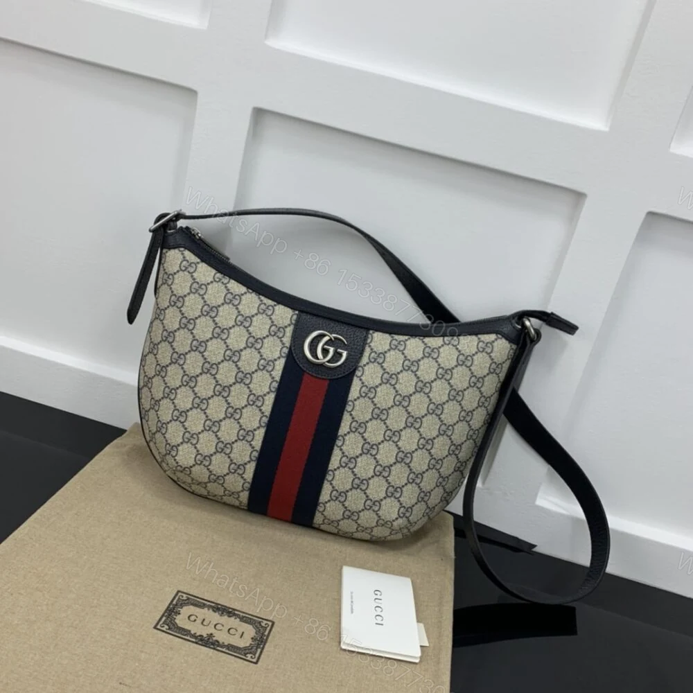 View 2 of Gucci Ophidia GG Small Shoulder Bag Navy Blue 30Cm