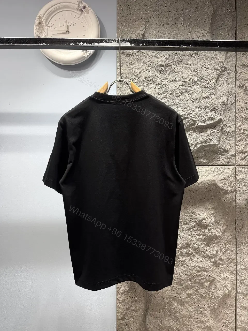 View 9 of Black Cotton Tee Minimal Moncler-Logo Luxury Essential