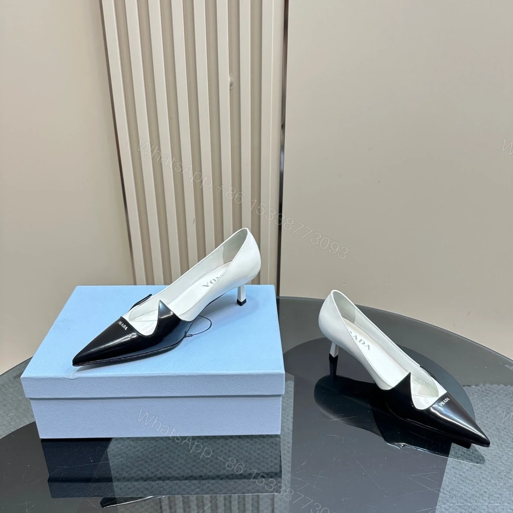 View 6 of 高仿Prada*1I976E尖頭走秀款高踭鞋5.5CM黑白色免檢版