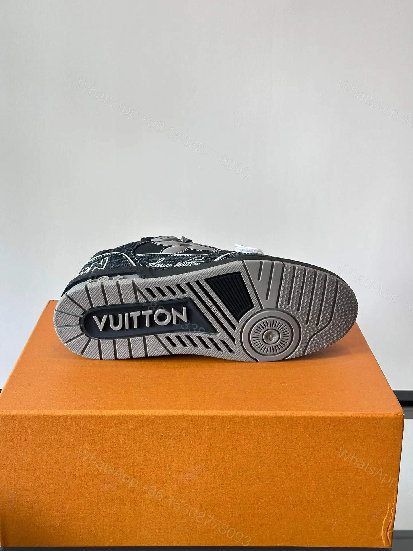 View 6 of LV Men Black Fabric Leather Sneakers
