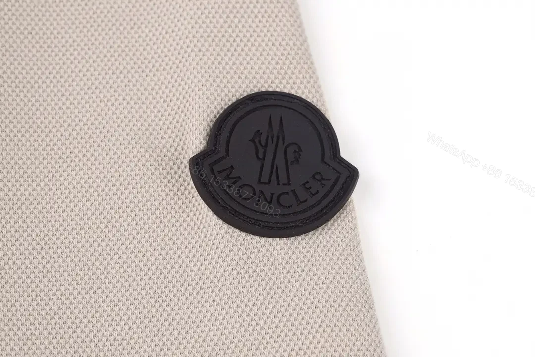 View 11 of Beige Polo Shirt Short-Sleeve Classic Collar Patch Logo Polo Hem
