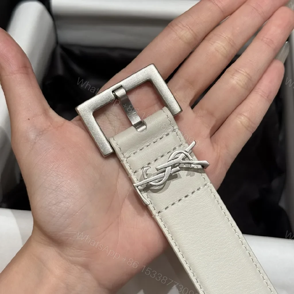 View 7 of Off-White Leather Belt with Monogram Hardware, Brushed Buckle