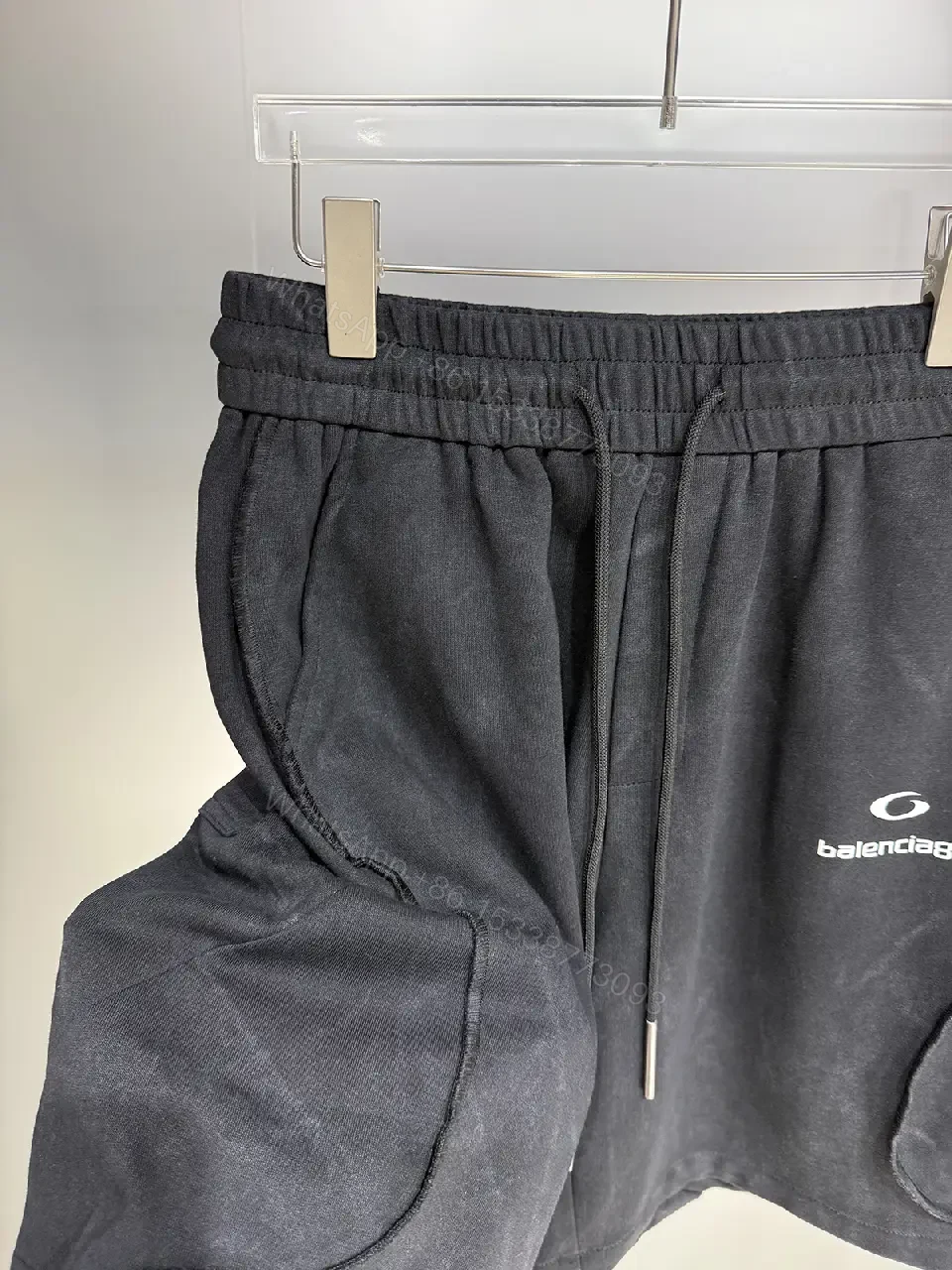View 5 of Black Nylon Jogger Shorts with Balenciaga Logo