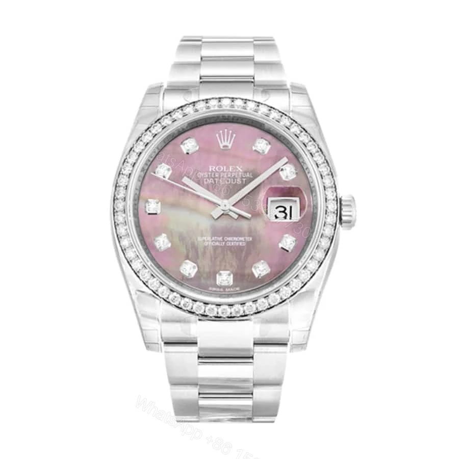 Rolex Datejust 36 116244 Super Clone: Diamond Bezel Pink Dial Oyster — view 1