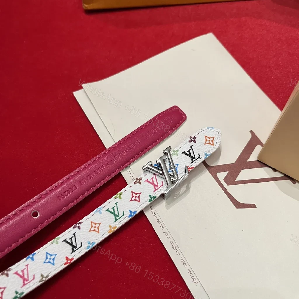 View 9 of Colorful Monogram Rainbow Belt — Luxury Coated Canvas Belt