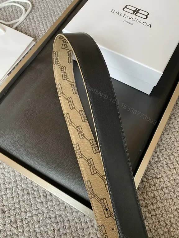 View 3 of Taupe Calfskin Monogram Belt â€” Gold Buckle, Designer-Inspired Luxury