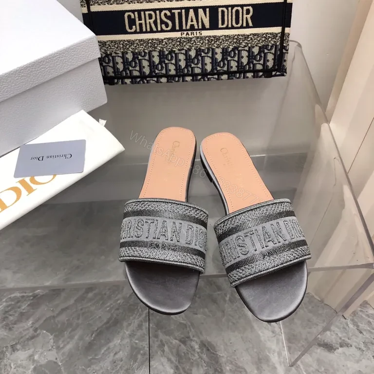 Metallic Knit Luxe Slides: Dior Signature Comfort Slip-Ons — view 1