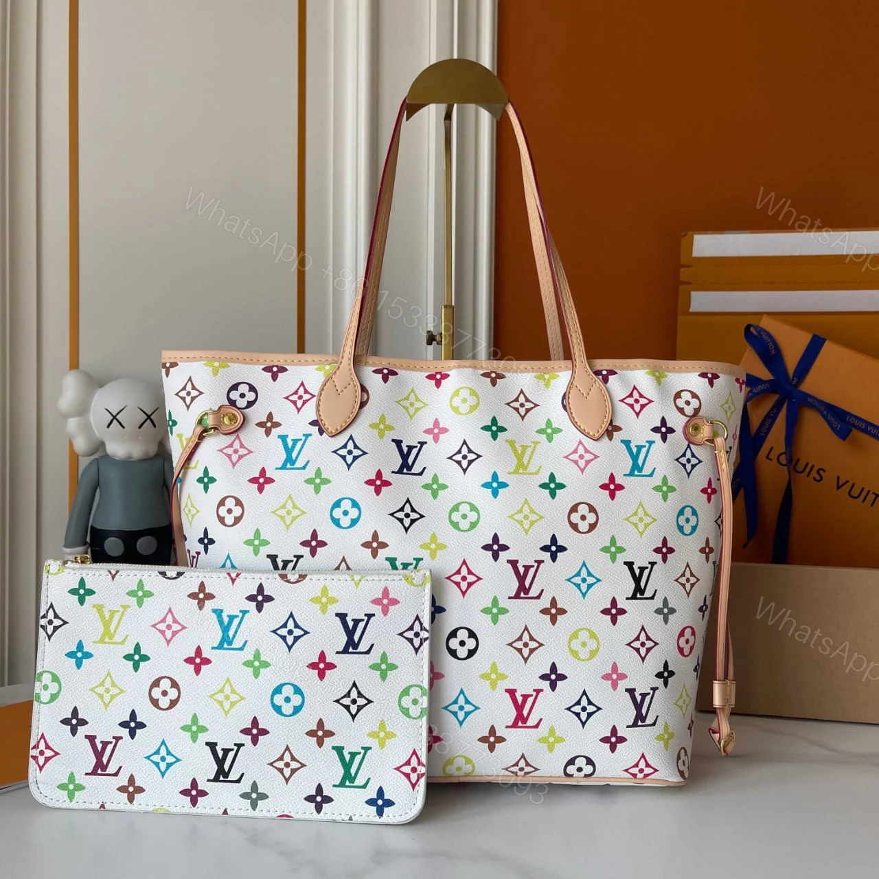 View 4 of Louis Vuitton x Murakami Neverfull MM Multicolor White 31cm M27787