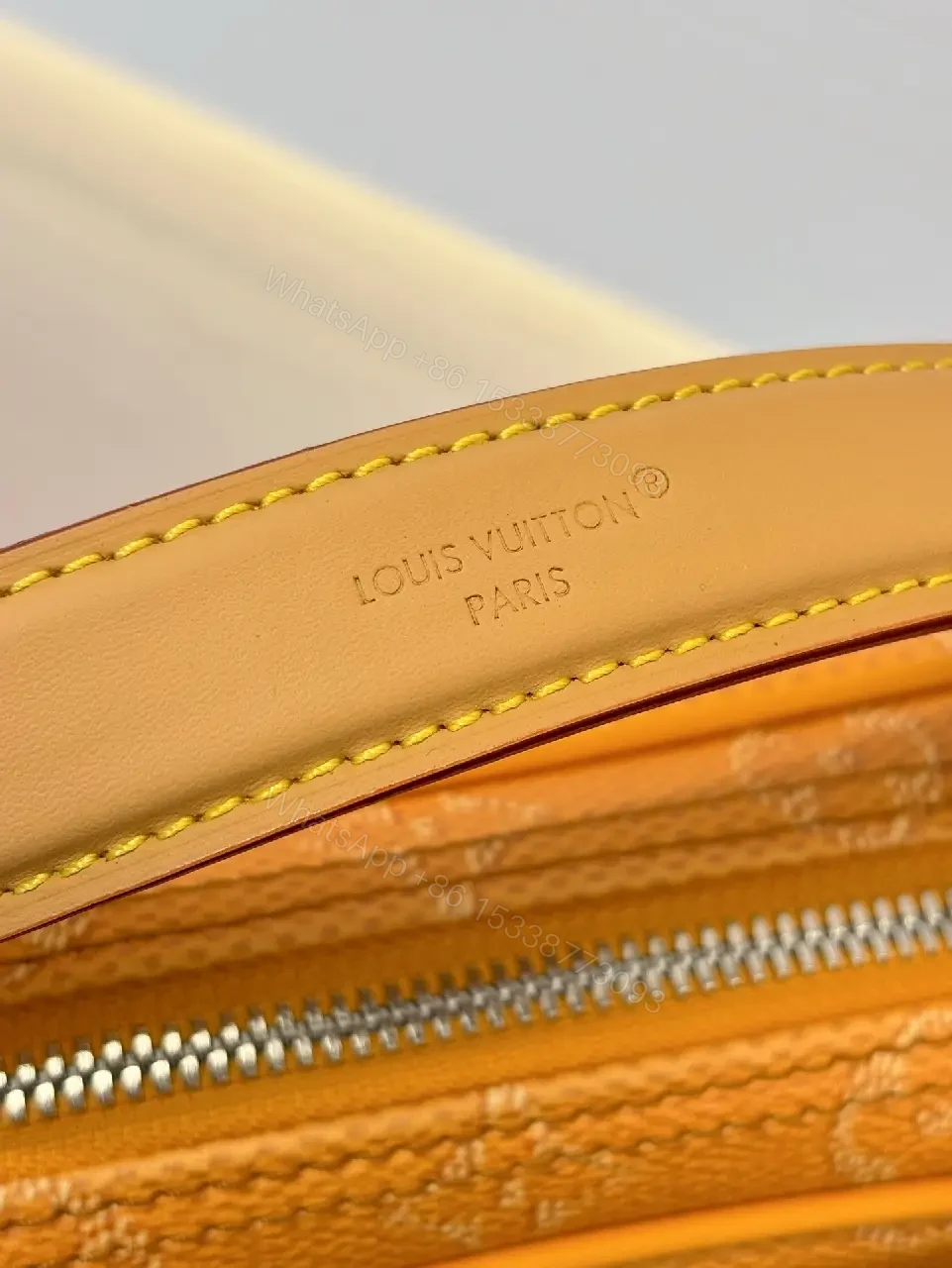View 8 of Caramel Canvas Crossbody: Textured Monogram, Compact Chic