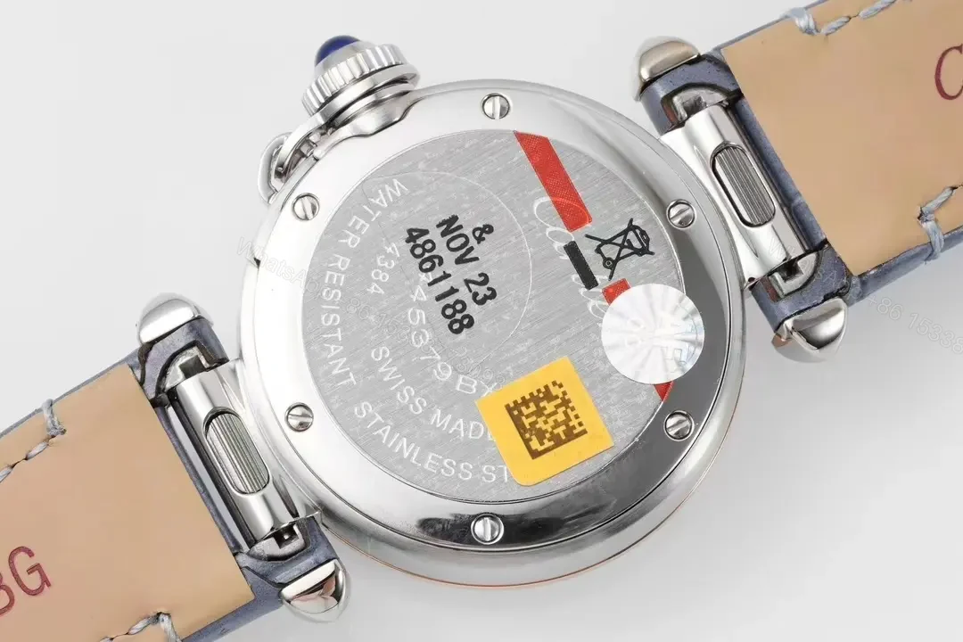 View 7 of Cartier Pasha de Cartier Women’s Watch – 30mm Rose Gold with Blue Leather Strap