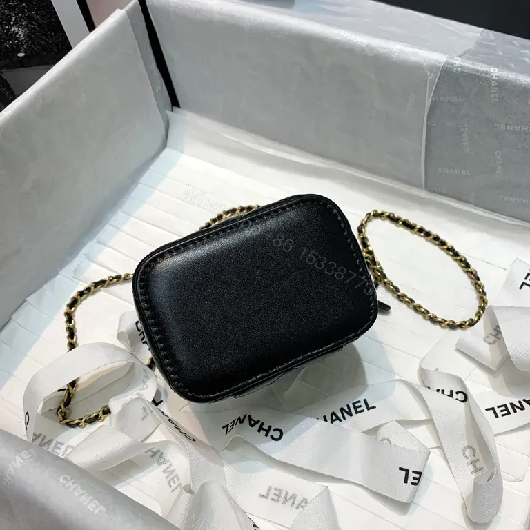 View 5 of Black Lambskin Quilted Crossbody â€” Luxe CC Chain Bag