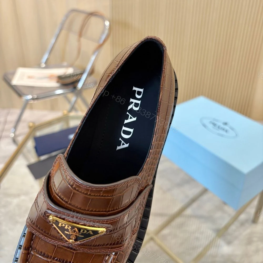View 8 of Prada Chocolate Leather Loafers 1D246M ZO1 F0005 F G050