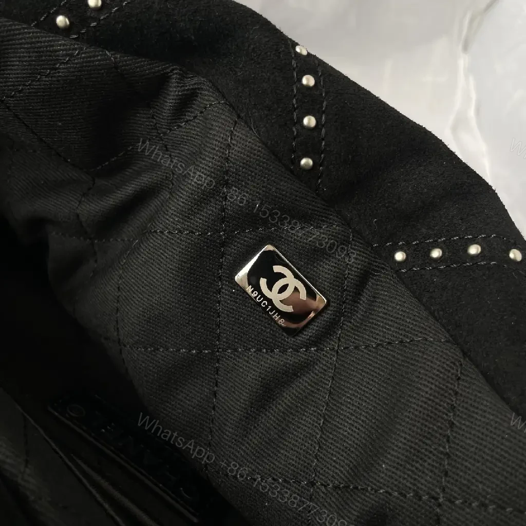 View 4 of Black Satin Quilted Bag with Diamond Stitching, Silver Chain Strap