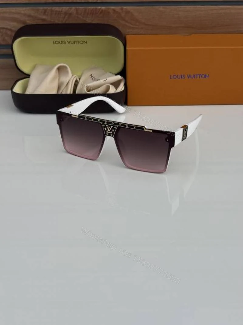 First Copy Louis Vuitton White Oversized Square Frame Brown Gradient Men’s Sunglasses — view 1