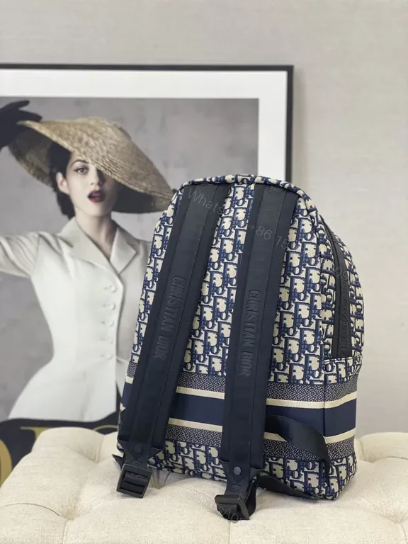 View 9 of Navy Dior Monogram Backpack: Luxe Everyday Carry