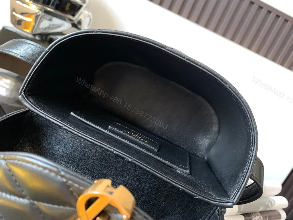 View 9 of Black Calfskin Quilted Crossbody â€“ YSL-Inspired Diamond-Quilted Luxury Bag