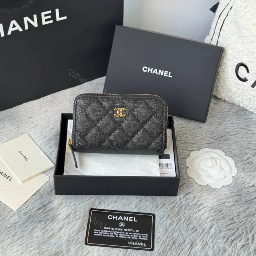 View 2 of Chanel Classic Zipped Coin Purse Wallet Gold Tone Metal Black 11Cm AP0216 Y01588 C3906