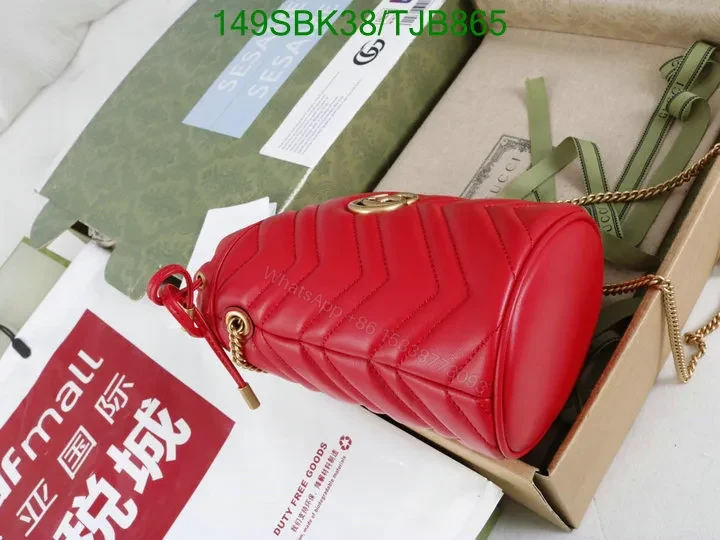 View 25 of Gucci Red Matelassé Leather Mini Bucket Bag 575163