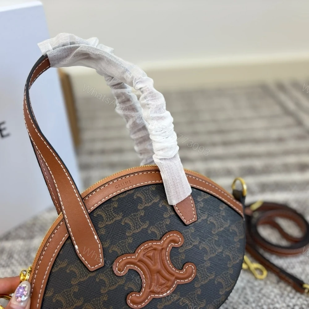 View 3 of CELINE OAL BAG IN TRIOMPHE CANVAS TAN 24CM 122262BZJ 04LU