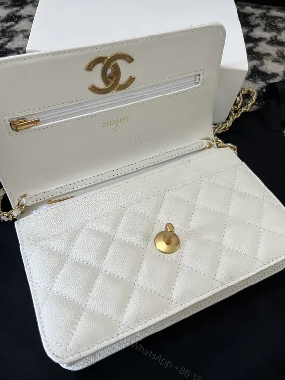 View 5 of Chic Quilted Wallet-On-Shoulder Bag with Gold Hardware