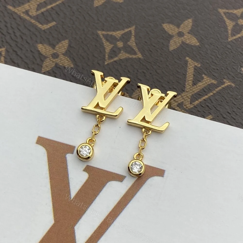 View 2 of Louis Vuitton Gold And Diamond Earrings Q96495