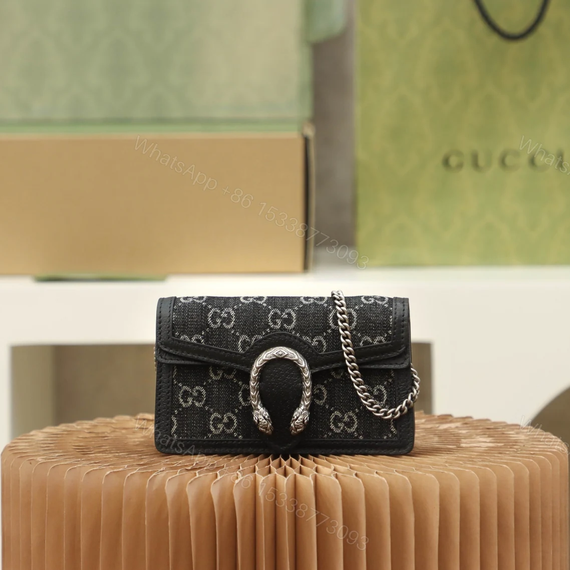 Gucci A貨Dionysus迷你鍊條包 黑老花款可愛百搭 — view 1