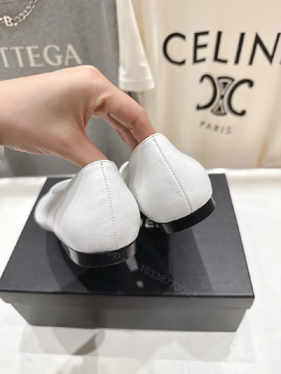 View 6 of Two-Tone Leather Ballet Flats with Cap Toe Comfort