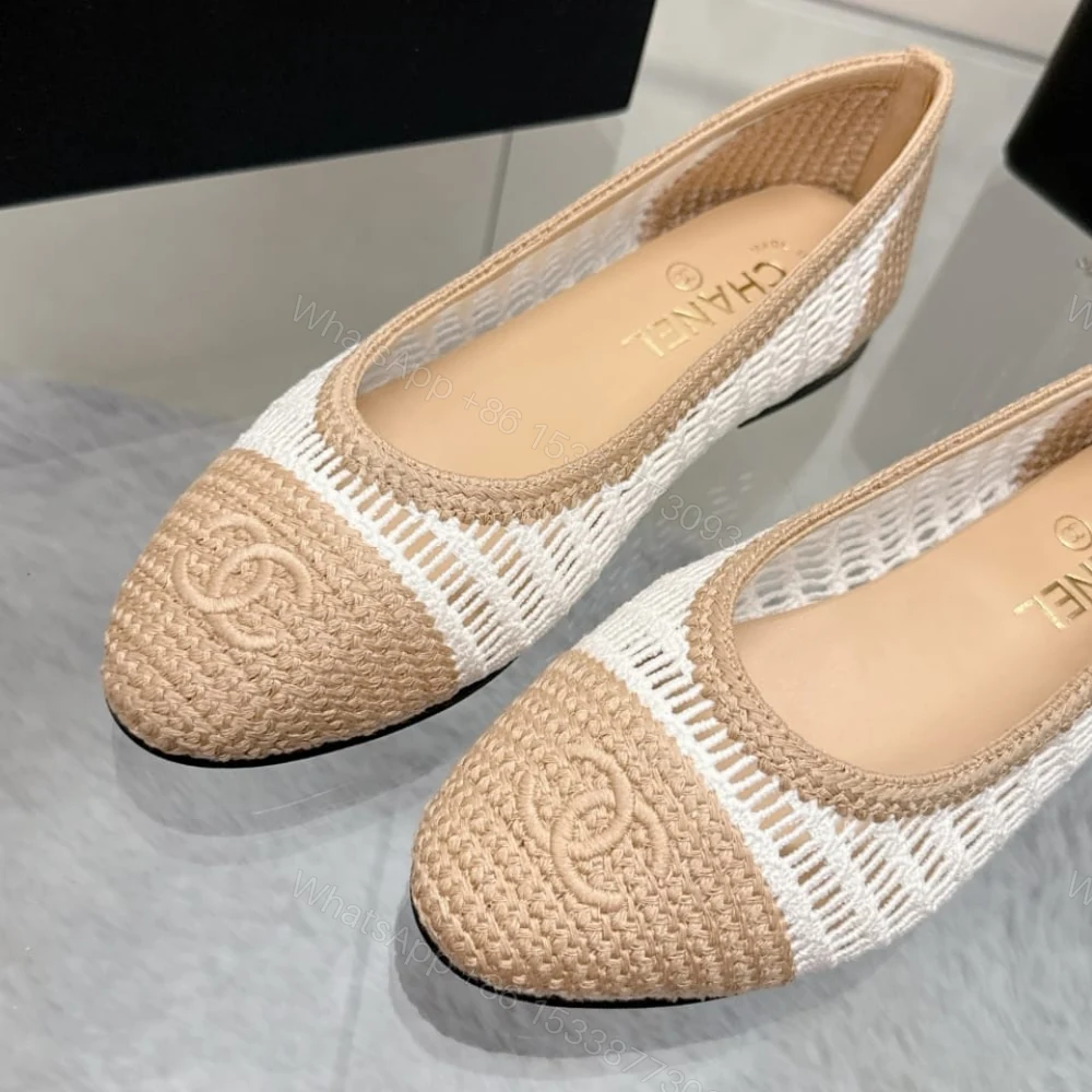 View 4 of Chanel Ballet Flats Raffia White And Beige G46352 B19806 NAFBO