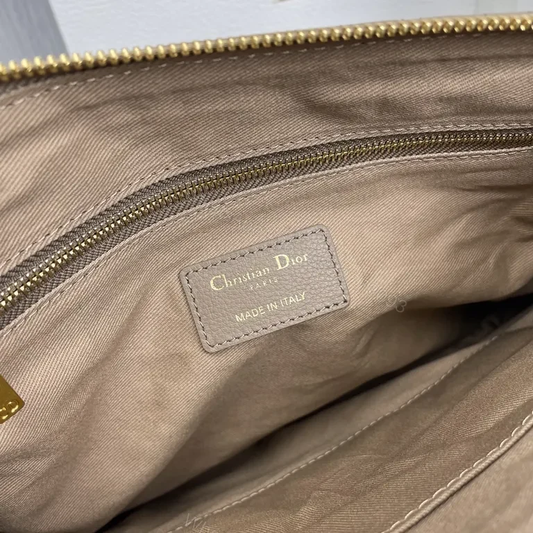 View 3 of Taupe Quilted Wallet-On-Chain: Leather, Dior Gold Emblem, Versatile Luxury