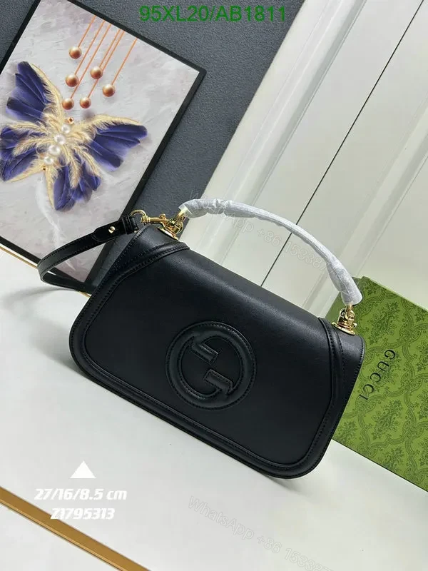 View 3 of Knockoff Gucci Blondie Smooth Brown Leather Shoulder Bag for Women PTF637