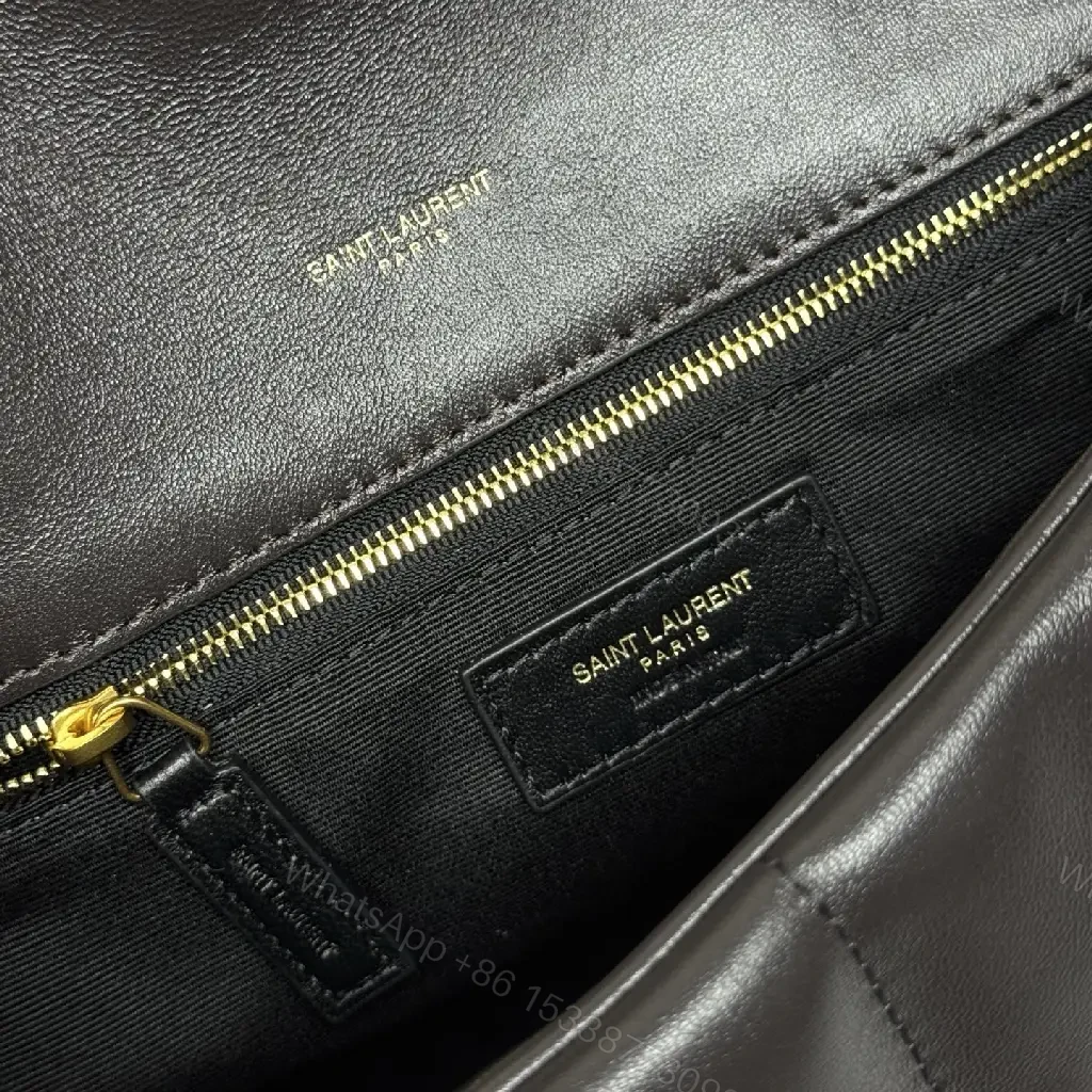 View 7 of Black Quilted Leather Shoulder Bag with Gold Hardware