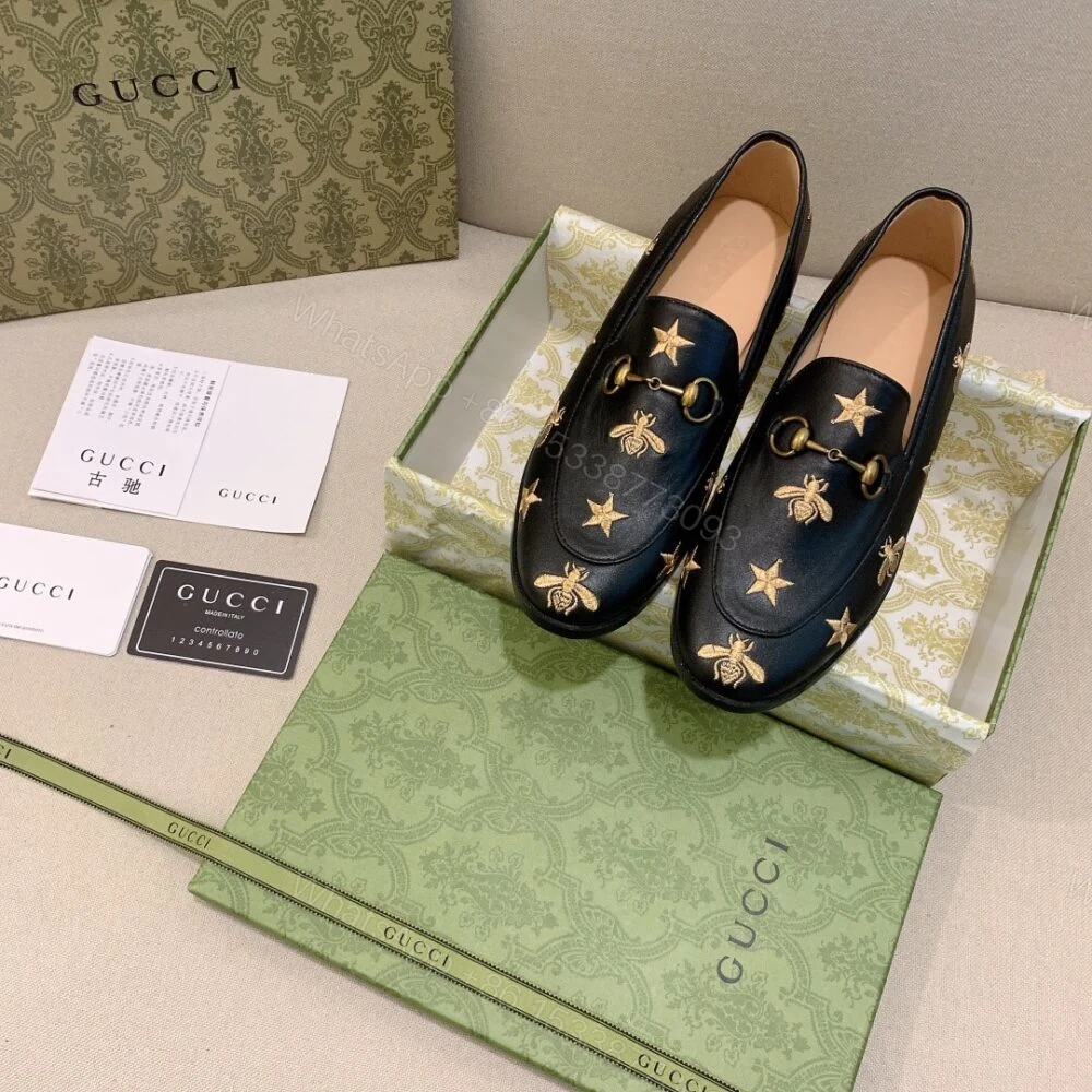 View 2 of Gucci Jordaan Embroidered Leather Loafer Black