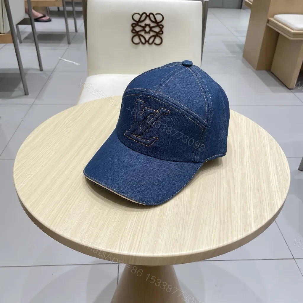 View 6 of Denim Cap with Subtle Monogram, Luxe Everyday Style