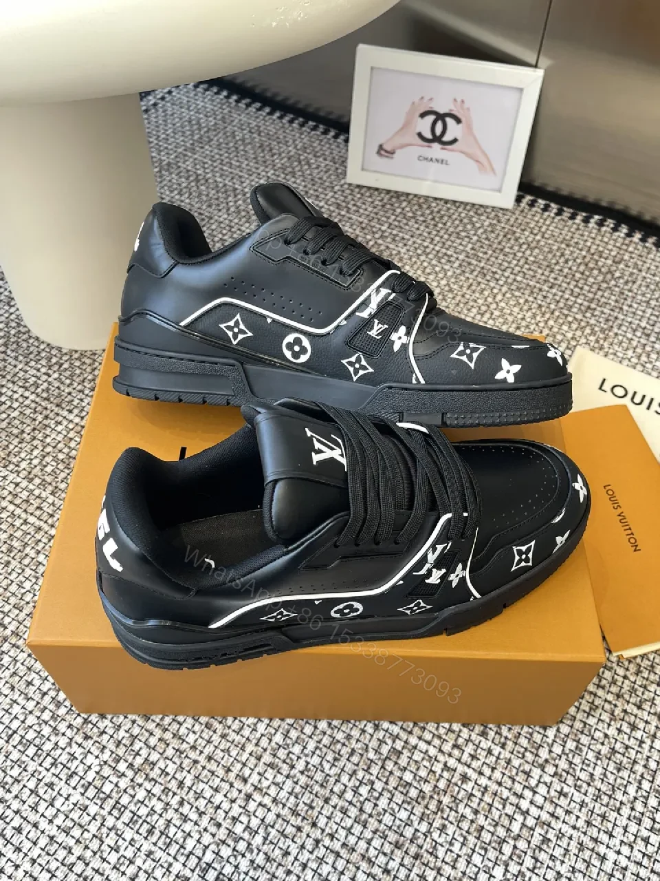 View 7 of Bold Monogram-Accent High-Tops with LV Detailing Sneakers