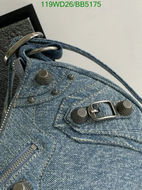 View 14 of Le Cagole Small Shoulder Bag Denim with Rhinestones Fake Balenciaga 6K8M45