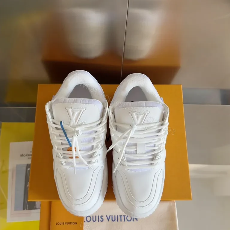 White Signature Luxe Sneakers: LV-Inspired, All-White High Tops — view 1
