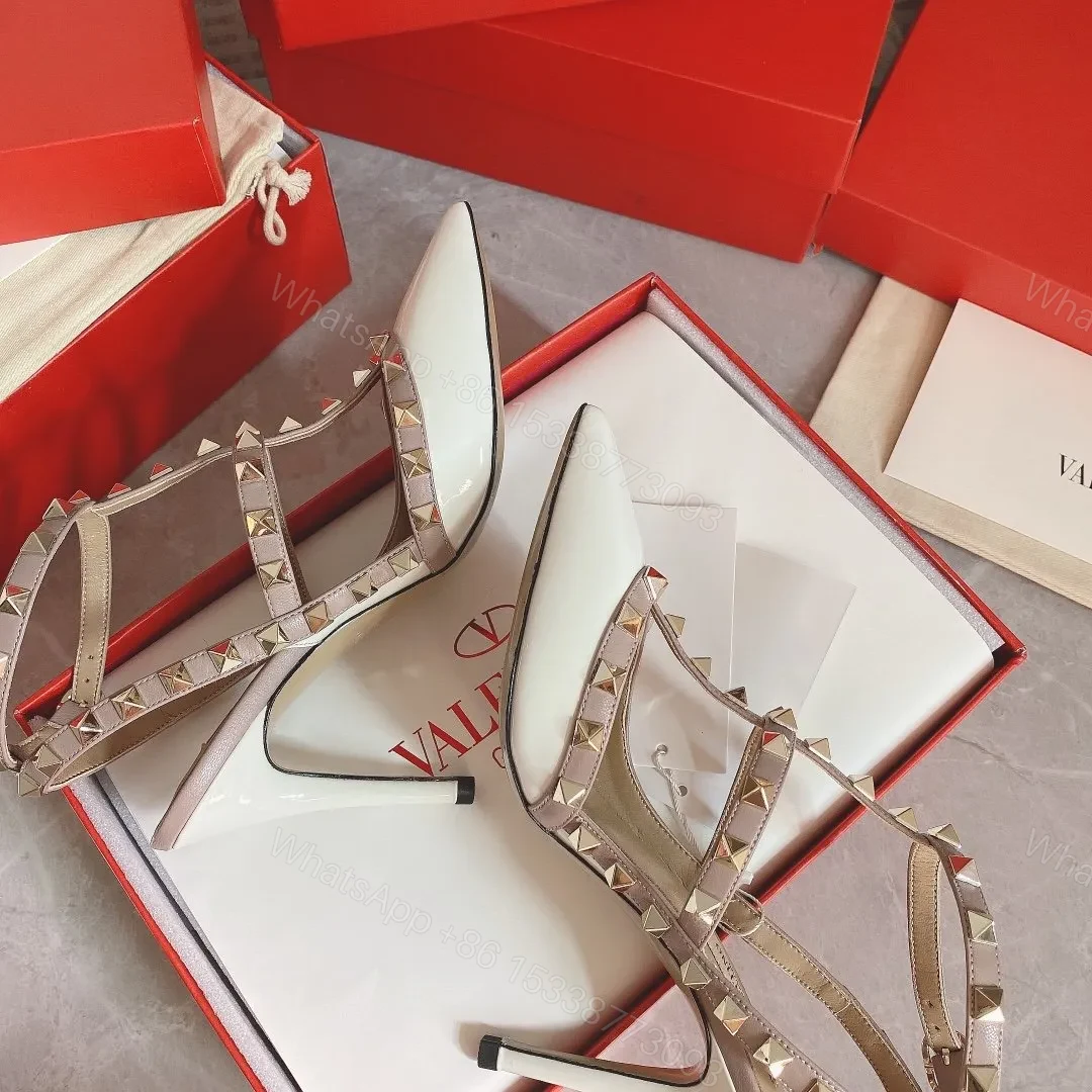View 5 of Valentino Women White Patent Leather Rockstud Pumps