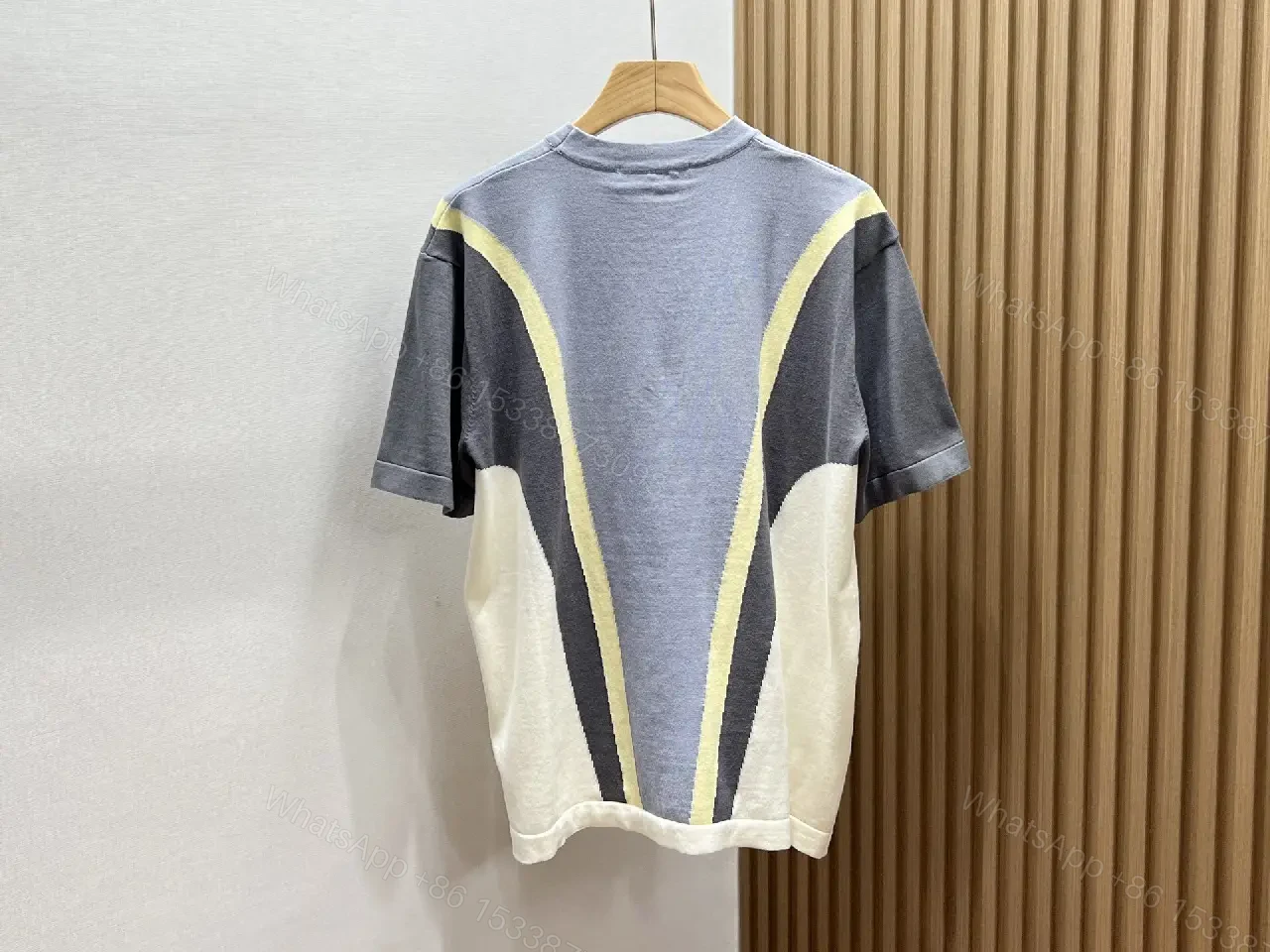 View 3 of Colorblocked Cotton Blend Tee with Subtle Embroidery