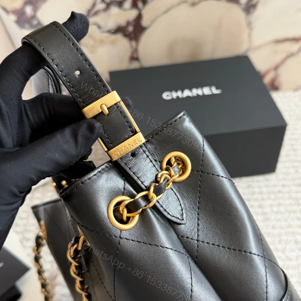 View 3 of Chanel 25A Hobo Bag Gold Tone Hardware Black 28Cm