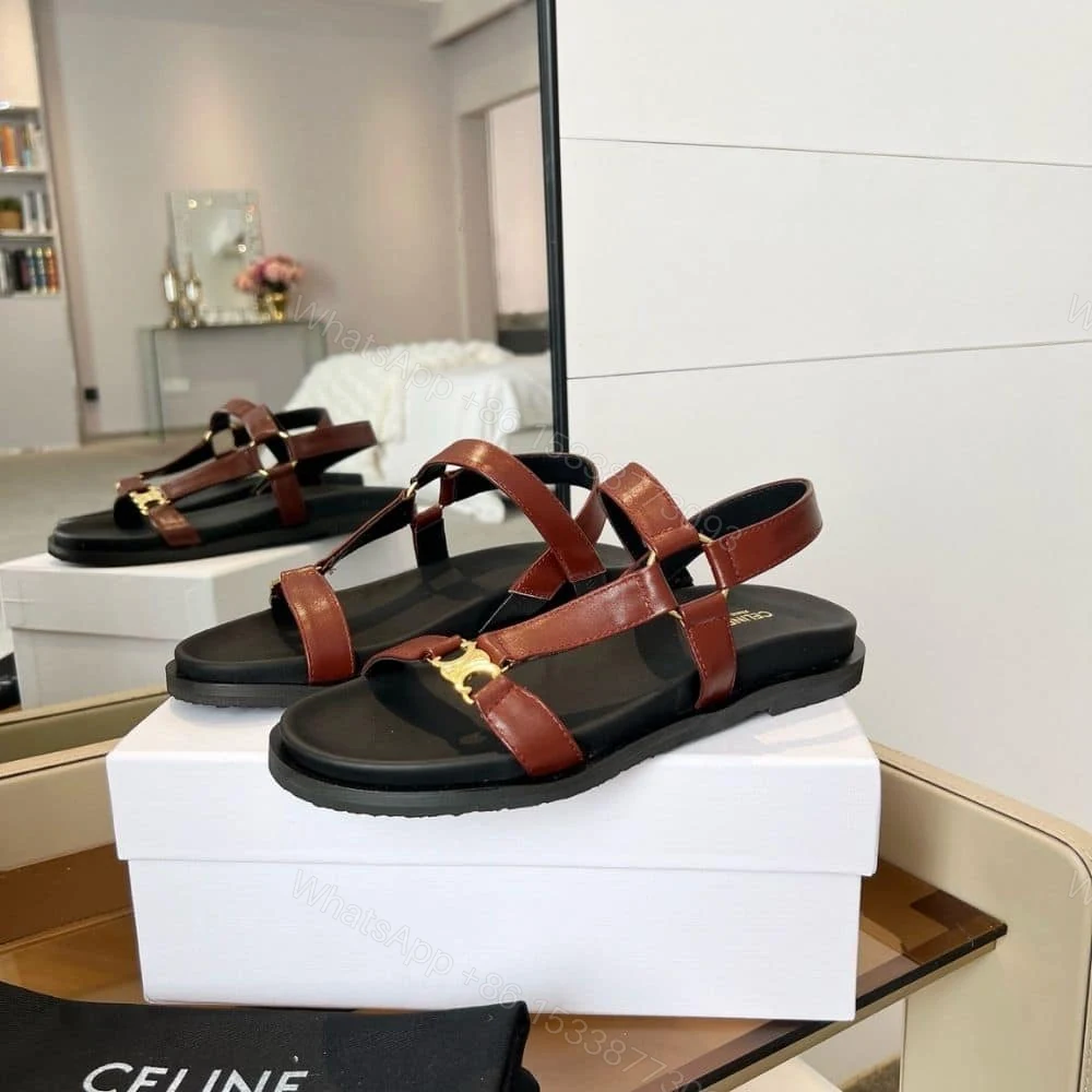 View 3 of CELINE MAUD SANDAL WITH TRIOMPHE RUST 362225042C 18RS
