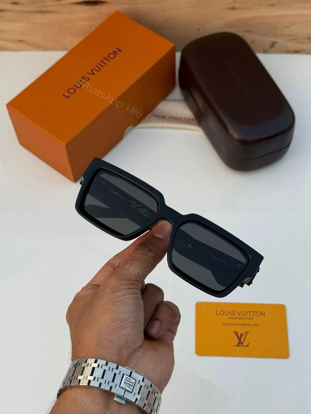 View 4 of Louis Vuitton 1.1 Millionaires Black-Brown Oversized Acetate