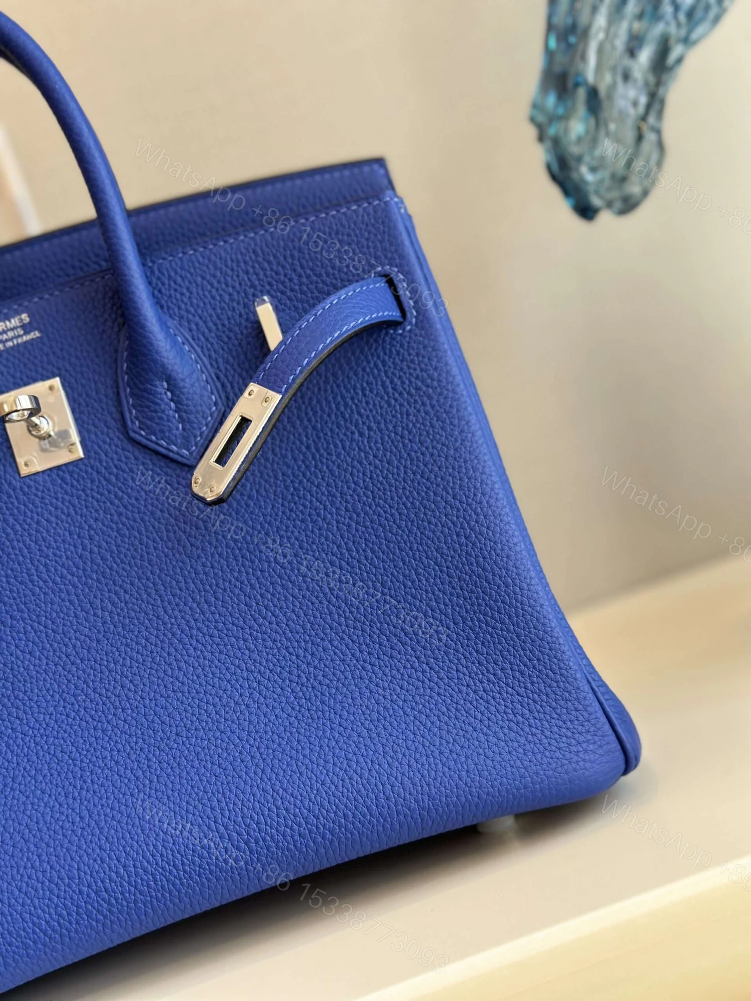 View 2 of Hermes Birkin 30 Bleu Zelliege Epsom Palladium Hardware