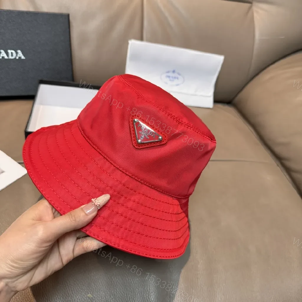View 6 of Red Bucket Hat with Luxe Hardware, Structured Style