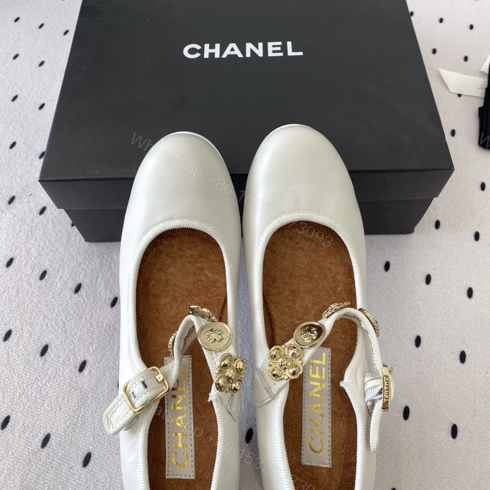 View 7 of 高仿Chanel*G45778N圓頭塔扣芭蕾舞鞋4.5CM白色免檢版