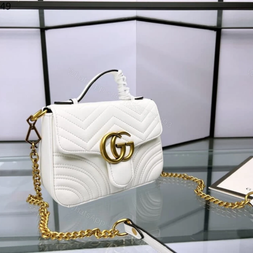 View 2 of Gucci GG Marmont Mini Top Handle Bag White 20Cm 547260 DTDIT 9022
