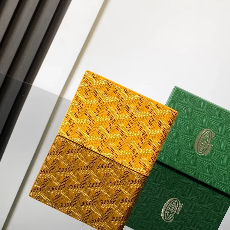 View 3 of Ochre-Gold Goyard-Inspired Patterned Compact Bag: Everyday Luxury