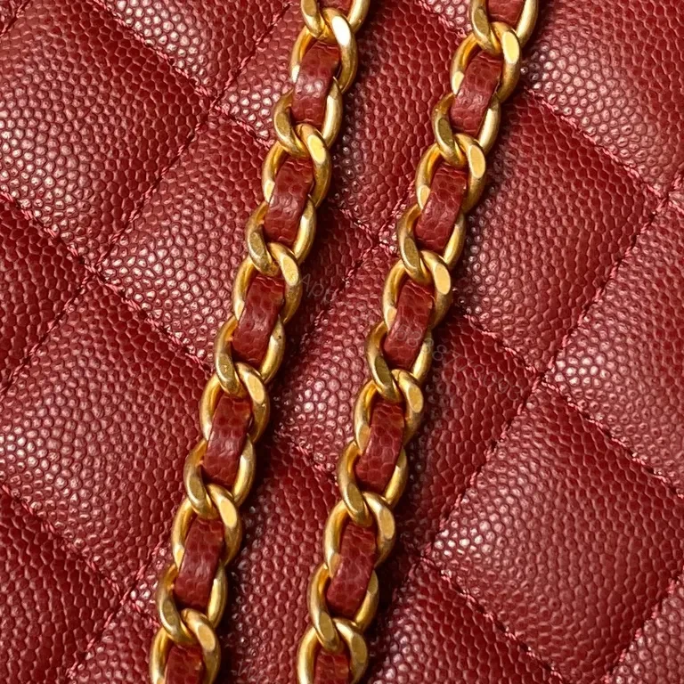 View 9 of Chic Quilted Mini Bag with Gold Chain Strap - Luxe Burgundy