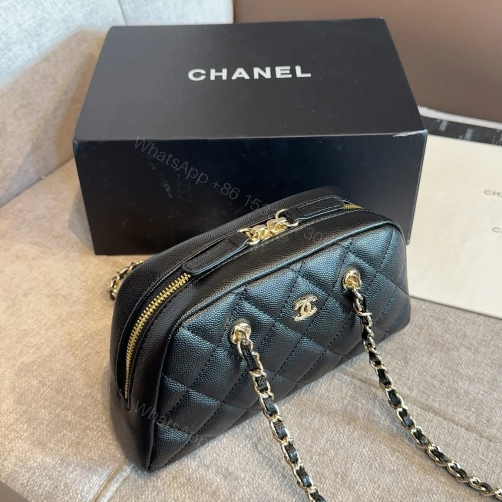 View 7 of Chanel Clutch With Strap Gold Metal In Black 20Cm