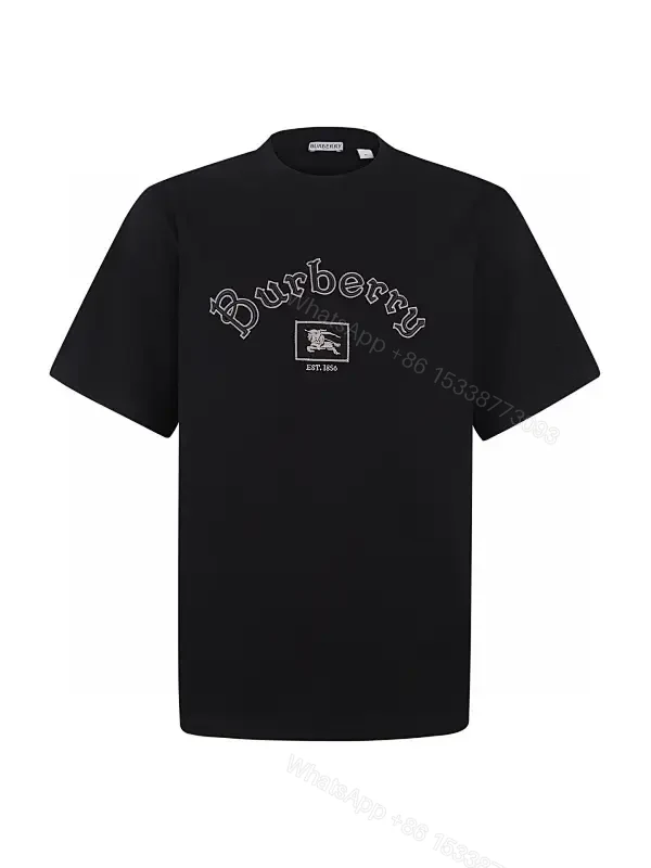 Black Cotton Logo Tee: Subtle Crest, Everyday Luxe Top — view 1